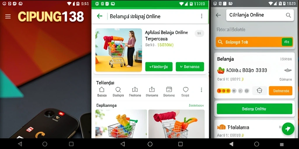 Screenshot aplikasi CIPUNG138 dengan tampilan antarmuka Belanja Online yang menarik.