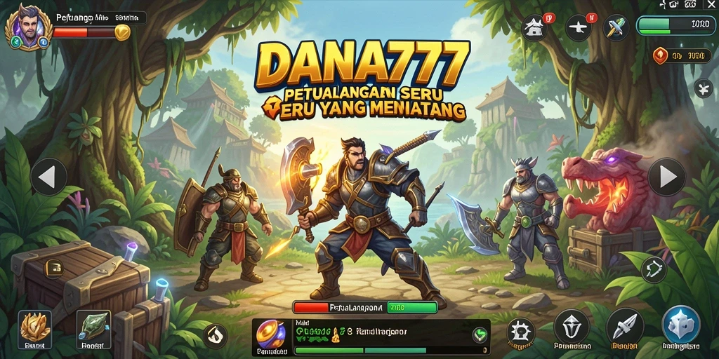 Antarmuka menarik dan penuh warna dari DANA777 saat berpetualang.