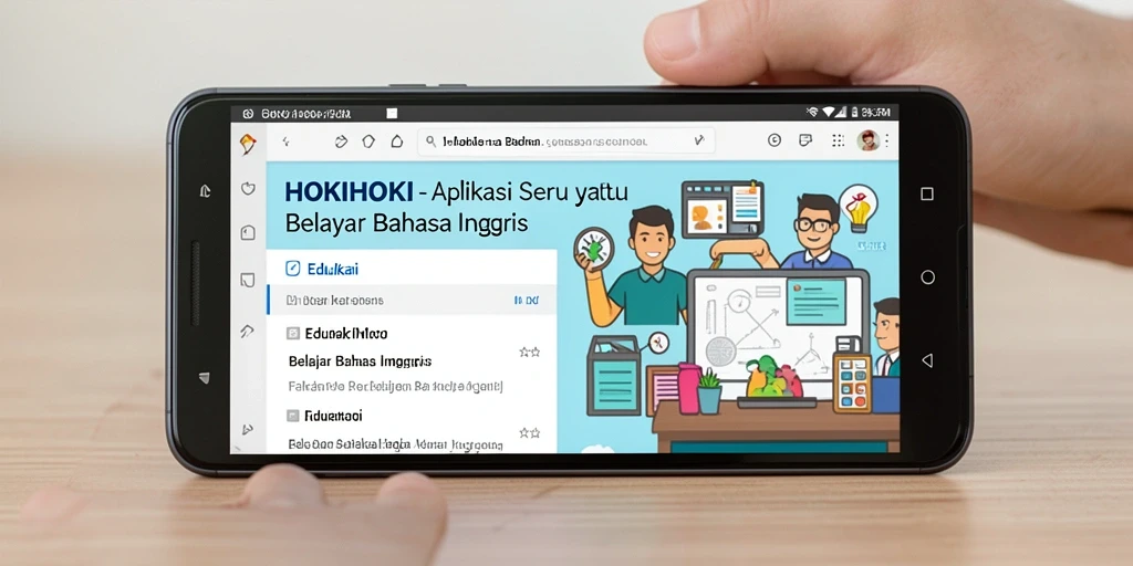 Tampilan antarmuka HOKIHOKI untuk belajar bahasa Inggris.
