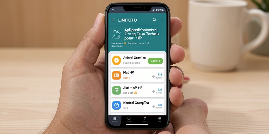 Tampilan antarmuka aplikasi LINITOTO untuk kontrol orang tua.