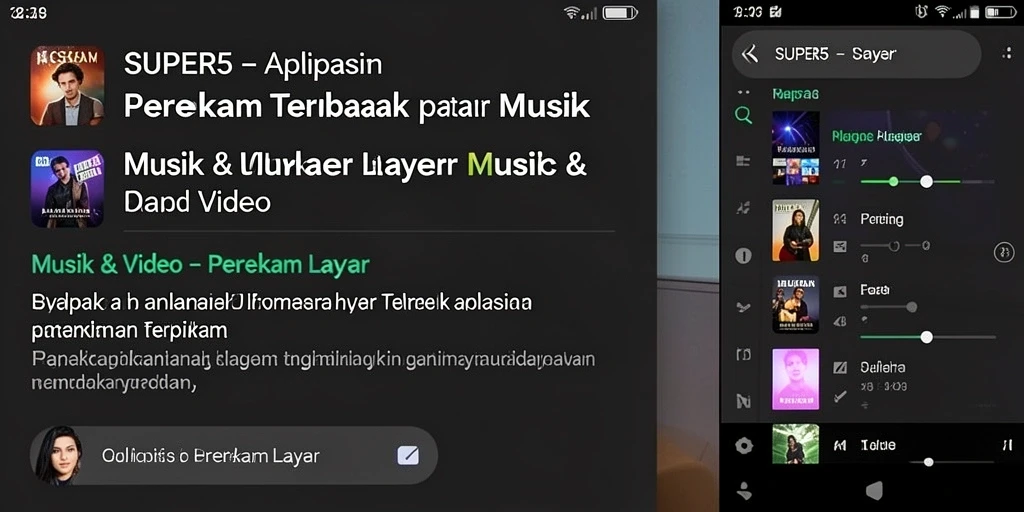 Tampilan antarmuka SUPER5 saat merekam layar dengan kontrol lengkap.